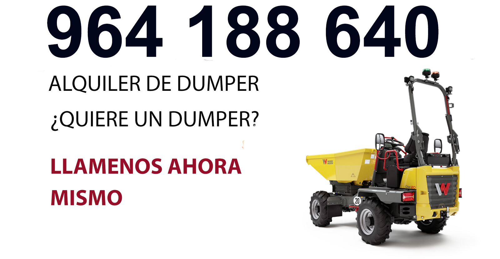 Alquiler de dumper en Castellón con entrega en obra